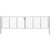 vidaXL Tuinpoort gegalvaniseerd staal 400x100 cm zilver