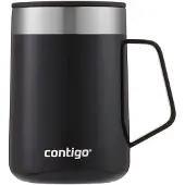 CONTIGO Contingo Streeterville Desk Mug, geïsoleerde roestvrij stalen thermoskoffiebeker met handgreep en deksel, houdt koffie en thee tot 5 uur warm, ideaal voor zowel kantoor als thuis, 410 ml | Licorice