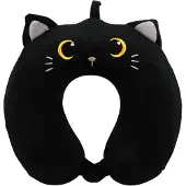 Itotal Neck Pillow BLACK CAT Zwarte Kat 33 x 28 x 18 cm ontspanning | unieke nekkussen