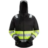 Snickers Workwear 8038 High-Vis Klasse 1 Hoodie met Rits Zwart/High-Vis Geel maat XL heren