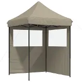 vidaXL Partytent inklapbaar pop-up met 2 zijwanden taupe