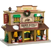 Lemax Brown Buffalo Trading Post 16x25x25 cm Kersthuisje