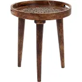 Beliani ASTAI - Bijzettafel-Donkere houtkleur-Mangohout