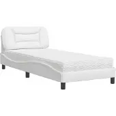 vidaXL Bed met matras "Hvar" kunstleer wit 90x200 cm