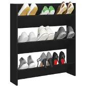 vidaXL Wandschoenenkast 80x18x90 cm bewerkt hout zwart