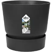 Elho Greenville Rond 20 - Bloempot voor Buiten met Waterreservoir - 100% Gerecycled Plastic - Ø 19.5 x H 18.4 cm - Living black