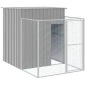 vidaXL Hondenhok met ren 165x455x181 cm staal lichtgrijs