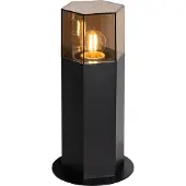 QAZQA Staande buitenlamp zwart met smoke kap zeshoek 30 cm - Denmark