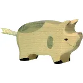 Holztiger Figurine - - Vlekbig - Handgeschilderd hout - Europese productie - 14 x 2,8 x 7 cm