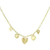 Yehwang Hearts For The Win Ketting | RVS (Verkleurt niet) | Goudkleurig | Bedelketting