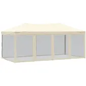 vidaXL - Partytent - inklapbaar - met - zijwanden - 3x6 - m - crèmekleurig