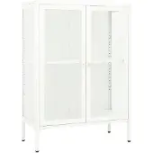 vidaXL Dressoir 75x35x105 cm staal en glas wit
