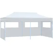 vidaXL Partytent pop-up met zijwanden 3x6 m staal wit