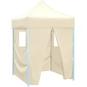 vidaXL Partytent met 4 zijwanden inklapbaar 2x2 m staal crème