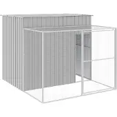 vidaXL Hondenhok met ren 214x1069x181 cm staal lichtgrijs
