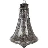 Clayre & Eef Kerstbal Ø 21x31 cm Zwart Glas Kerstboomversiering Zwart Kerstboomversiering