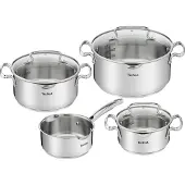 Tefal Duetto+ kookpannenset 4 delig rvs met glazen deksels