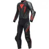 Dainese Laguna Seca 5 S26, leren pak 2st. ,Zwart/Grijs/Neon-Rood ,54