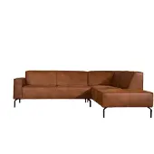 Livin24 Industriële hoekbank Kansas eco-leer cognac rechts