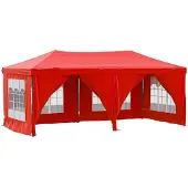 vidaXL Partytent inklapbaar met zijwanden 3x6 m rood