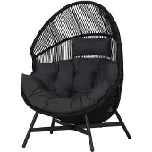Ebuy24 Benny leunstoel tuin zwart,grijs.