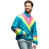 Boland - Trainingsjasje Retro dude neonblauw (XXL) - Volwassenen - -