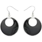 Behave - Ronde zwarte oorhanger - Nikkelvrij - Mode-accessoire
