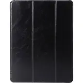 ICarer - iPad Air 11 2024/2022/2020 10.9-inch Smart Cover - Case met Auto Sleep/Wake & Standaard Functie - Hoes Echt Leer - Zwart