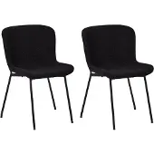 GM Eetkamerstoel Teddy Bouclé Zwart - Giga Meubel- Set van 2