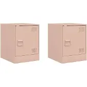 vidaXL Nachtkastjes 2 st 34,5x39x44 cm staal roze
