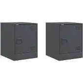 vidaXL Nachtkastjes 2 st 34,5x39x44 cm staal antracietkleurig