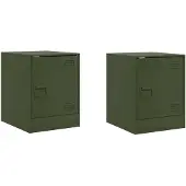 vidaXL Nachtkastjes 2 st 34,5x39x44 cm staal olijfgroen
