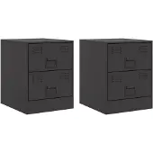 vidaXL Nachtkastjes 2 st 34,5x39x44 cm staal zwart