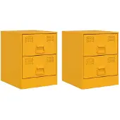 vidaXL Nachtkastjes 2 st 34,5x39x44 cm staal geel