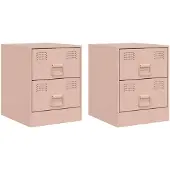 vidaXL Nachtkastjes 2 st 34,5x39x44 cm staal roze
