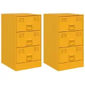 vidaXL Nachtkastjes 2 st 34,5x39x62 cm staal mosterdgeel