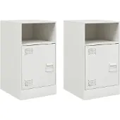 vidaXL Nachtkastjes 2 st 34,5x39x62 cm staal wit