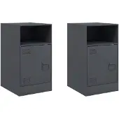vidaXL Nachtkastjes 2 st 34,5x39x62 cm staal antracietkleurig