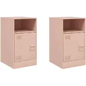 vidaXL Nachtkastjes 2 st 34,5x39x62 cm staal roze