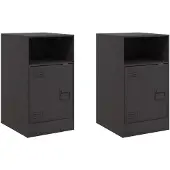 vidaXL Nachtkastjes 2 st 34,5x39x62 cm staal zwart