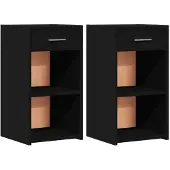 vidaXL Nachtkastjes 2 st 35x34x65 cm bewerkt hout zwart
