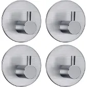 EAVY 4x Handdoekhaakjes (Zelfklevend) van RVS Zilver – Zelfklevende Haakjes – Handdoekhouder