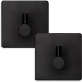 EAVY Handdoekhaakjes Zelfklevend Zwart - 2x Zelfklevende Haakjes - Handdoekhouder