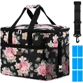 Packaway 4 Laags Geïsoleerde Koeltas - Lunchtas 40 liter - Black Flower