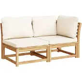 vidaXL 2-delige Loungeset met kussens massief acaciahout