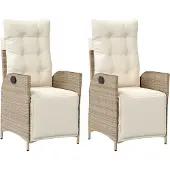 vidaXL Tuinstoelen 2 st verstelbaar met voetensteun poly rattan beige