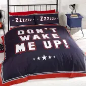 Finest Homeware Dekbedovertrek Don't wake me up navy - polykatoen - 1-persoons (135x200 + 50x75 cm)