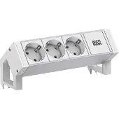 Bachmann DESK2 aluminium bureau, wit, 3x CEE7/3 stopcontacten, 0,2 meter, GST18 aansluiting, RAL9010 kleur