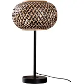LINDBY Tafellamp Nerys, hout donker, Woon-/ Eetkamer, Hout, Landelijk, Tafellamp