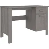 vidaXL Bureau HAMAR, lichtgrijs, 113x50x75 cm, massief grenenhout